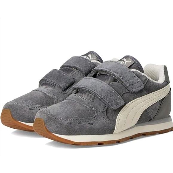 Puma Kids Gray Suede Leather Strap Sneakers Shoes Sz 11C - Picture 1 of 7